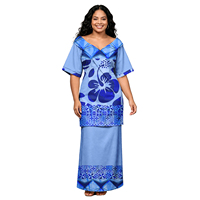Ensemble 2 pièces Puletasi Samoan personnalisé pour femme, imprimé floral polynésien, style hawaïen, avec châles et manches courtes