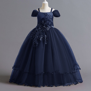 Abito Lungo da Cerimonia per Bambine, Vestito Formale da Damigella con Pizzo per Feste di Compleanno, Matrimoni e Balli - Product Image 4
