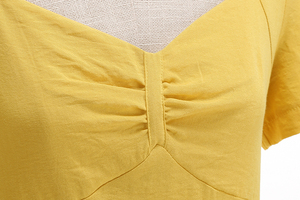 Abiti Vintage Anni '50 da Donna in Cotone <span class=keywords><strong>Giallo</strong></span>, Manica Corta, Lunghezza <span class=keywords><strong>Midi</strong></span>, Scollo a Cuore, Stile Casual Retrò per Feste - Product Image 4