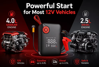 Démarreur de voiture portable 4 en 1 avec compresseur d'air, batterie de secours pour véhicule