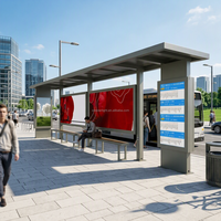 Abri de bus intelligent à énergie solaire intégré, panneau d'arrêt de bus urbain, plateforme, siège, mobilier extérieur anti-corrosion