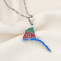 Érythrée carte drapeau pendentif colliers minces pour femmes filles couleur or carte africaine de l'Érythrée bijoux en acier inoxydable