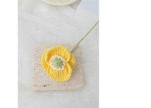 Bouquet de crochet de coquelicot tissé à la main grande laine tissée fleur artificielle décoration de la maison cadeau - Product Image 5