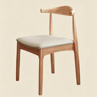 Chaise de salle à manger contemporaine en bois massif avec coussin de siège en cuir - Chaises de salle à manger écologiques et imperméables pour hôtels et restaurants