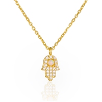 Collar Simplepink 925 con Colgante Hamsa y Ópalo, Circonita Cúbica y Zirconia