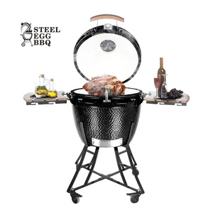 SEB <span class=keywords><strong>Kamado</strong></span> 24 ''Zoll Zwart <span class=keywords><strong>Bastard</strong></span> Barbecue au charbon de bois Barbecue en céramique pour l'extérieur, l'intérieur, la maison ou le jardin - Product Image 2