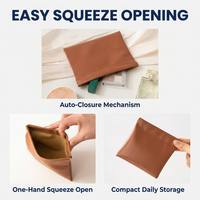Pochette de rangement en cuir PU avec logo personnalisé, mini pochette compressible pour écouteurs, rouges à lèvres, pièces de monnaie, câbles, fermeture automatique, sac étanche