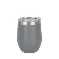 Offre spéciale, gobelets à café personnalisés à double paroi sous vide, gobelets à vin de 12oz en acier inoxydable à revêtement en poudre avec couvercles