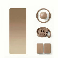 Ensemble de tapis de yoga personnalisé NJ, écologique, antidérapant, avec logo personnalisé, forme ovale en arc, couleur crème beige, marque privée