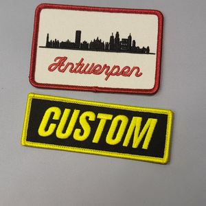 Wholesale Custom 3D Rectangle <b>Sew</b>-<b>on</b> Embroidery Letter <b>Patches</b> for Cap Ironed Merrow Border Clothing Fabric-based for Hat Usage - Product Image 2