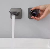 Robinet de lavabo encastré mural en laiton avec affichage numérique de la température, monocommande eau chaude et froide pour salle de bain