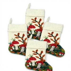 <b>Woodland</b> Mushroom Mouse Handmade Eco-Friendly Wool <b>Christmas</b> Stocking Indoor Holiday Decoration Traditional Style Wall Hanging - Product Image 1