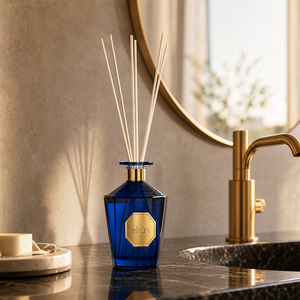 Diffuseur de parfum sans flamme Aikun, grande capacité 1000 ml, en verre facetté bleu, avec bâtonnets naturels, dans un coffret cadeau, pour le salon - Product Image 3