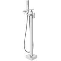 Robinet de baignoire indépendant en chrome poli de haute qualité, cascade à haut débit avec douchette à main, noir mat