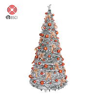 Arbre de Noël pliable en PVC artificiel SHUANGYUAN avec support en métal - Arbre de Noël pliable durable à haute simulation de plantes persistantes