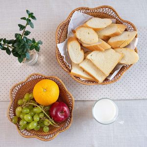 ชุดตะกร้าหวายทรงกลม2ใบแบบวางซ้อนกันได้ถาดเสิร์ฟผักและผลไม้สำหรับจัดแสดงและตกแต่ง - Product Image 5