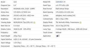 G084SN05 V9 AUO 100% Nuevo Original Módulo LCD Industrial de 8.4 Pulgadas Pantalla de Control Módulo de Papel Electrónico 800*600 450nits Pantalla TFT - Product Image 3