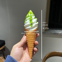 Modelo de Helado de Plástico de 21 cm, Doble, Suave, Simulación de Cono de Waffle, Chocolate y Vainilla, Comida Falsa, Decoración Retro