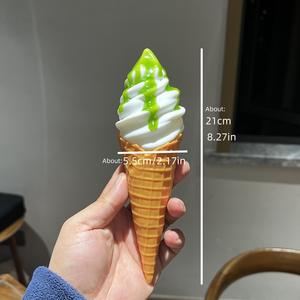 Modèle de cornet de glace double en plastique de 21 cm, mignon, imitation <span class=keywords><strong>gaufre</strong></span>, chocolat, <span class=keywords><strong>vanille</strong></span>, fausse nourriture, décoration thème rétro - Product Image 6