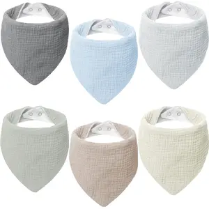 Wholesale Price Triangle Solid Color Muslin 100%organic Cotton Burp Cloth Baby Bibs For Infants Muslin Bibs