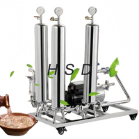 Machine de filtration portable en acier inoxydable SS304 316L, filtre microporeux double à 3 étapes, machine de filtration de liqueur avec chariot à 4 roues