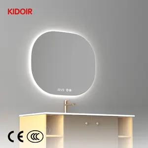Kidoir Modern Custom Luxury Mirror Rectangle Anti Fog Smart Led Light Vanity Switch Wall Bathroom Toilet Hotel Backlit Mirror
