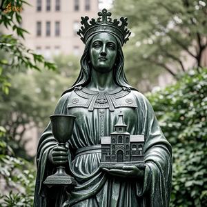 Religieux extérieur en laiton coulé grandeur nature tenant trois fenêtres tour calice foudre mineur patron saint st <span class=keywords><strong>barbara</strong></span> statue en bronze - Product Image 2