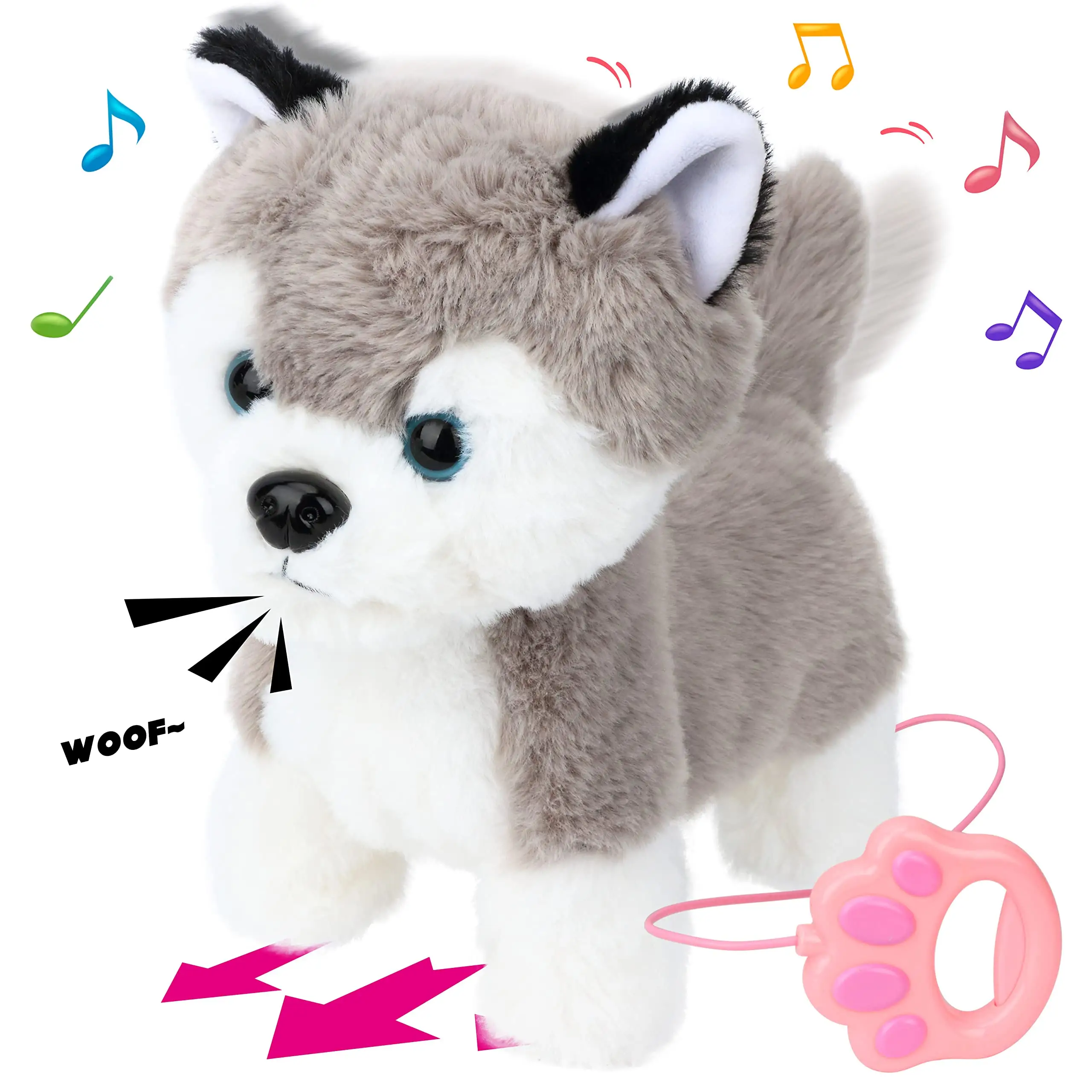 Muestras personalizadas Husky interactivo caminar cachorro de peluche realista cola que se mueve Robot perro Control remoto electrónico perro de peluche juguete