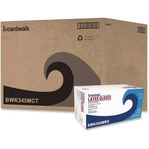 Gants de sécurité jetables Boardwalk 345MCT naturels, taille moyenne, sans poudre, 4 2/5 mil, en latex, 1000/unité par carton - Product Image 5