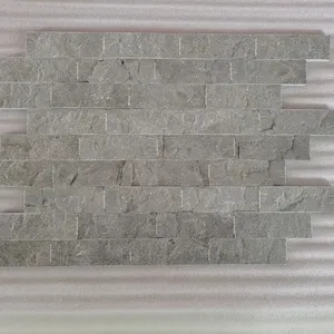 Pedra natural decorativa exterior da cultura da ardósia para o painel da parede cinzento escuro da lareira e do revestimento exterior