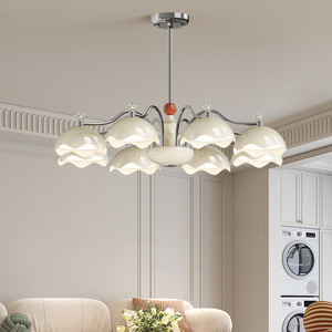 Cream Colored Living Room Chandelier Multi Head Led <b>Light</b> Round Design For Bedroom Dining Room Hall Main <b>Light</b> Retro Style - Product Image 1