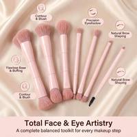 Professionelles 6-teiliges Doppelendiges Make-up Pinsel Set Weiche Vegane Borsten Reise-Kosmetikpinsel Set mit Eigenmarke