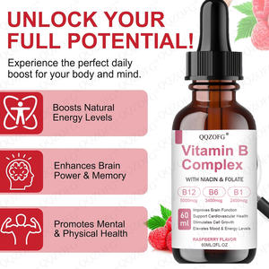 Suplemen Vitamin B1 <span class=keywords><strong>B6</strong></span> B12 Organik Alami Label Pribadi, Tetes Cairan Oral B Kompleks untuk Kesehatan Pertumbuhan Rambut 60ml - Product Image 5