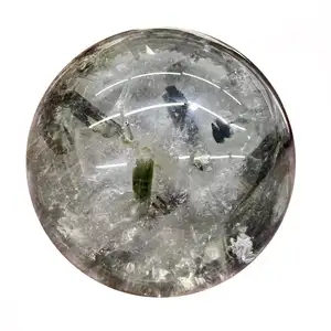 Natural High Quality Clear Quartz Green Tourmaline Crystal Ball Quartz Sphere For Healing