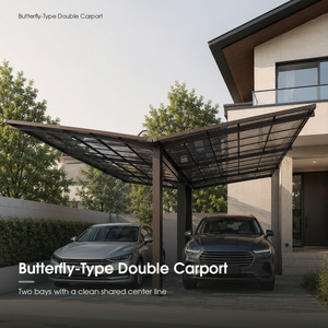 Steel Double <strong>Carport</strong> Modern Nature Outdoor Waterproof Snow Resistant Easy Assembly <strong>Custom</strong> Home Durable High Quality for Two <strong>Cars</strong> - Product Image 1
