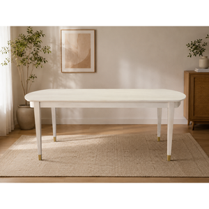 Table à manger moderne 2200 x 1065 x 760 en bois blanc avec pieds dorés pour meubles de maison - Product Image 1