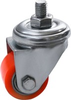 Roue pivotante en polyuréthane rouge avec frein, montée sur plaque, pour chariot, rouleau de 25 x 27 mm pour équipement léger