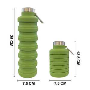 Bouteille d'eau pliable en silicone de couleur unie personnalisée 700 ML, bouteille d'eau pliable en silicone sans fuite, gobelet pliable - Product Image 1