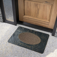 Machine d'entrée de maison moderne en PVC résistant à la corrosion tapis de porte rectangulaire en caoutchouc antidérapant fin imprimé animal puzzle motif maison
