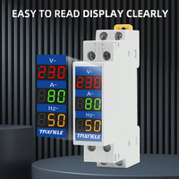 Voltmètre et ampèremètre LED monophasé à montage sur rail Din Mini détecteur modulaire 1P 18mm AC 80-500V avec indicateur de fréquence
