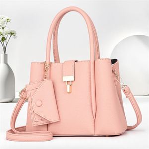 Minimalist <b>Pink</b> Color Handbag <b>Purse</b> Set Luxury PU Leather Tote Bag for Woman - Product Image 4