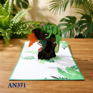 Carte pop-up 3D en papier fait main tendance, motif animal gecko vert, impression offset, logo personnalisé, cadeau promotionnel Thanksgiving - Product Image 3