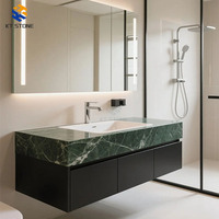 Vasque de salle de bain élégante en marbre KT STONE avec rangement, design moderne, durable et facile à nettoyer pour l'amélioration de l'habitat
