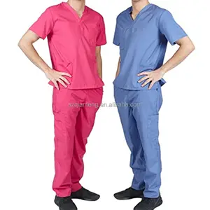 Aqtq Custom Mode Polyester Spandex Katoen Spa Verpleegkunde Medisch Ziekenhuis Verpleegkundige Ontwerper Scrubs Uniformen Sets Voor Mannen