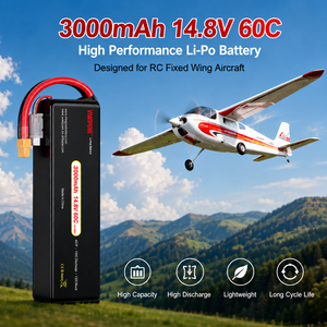 Batterie Lipo pour Drone 4S 14.8V 3000mAh 60C à Débit de Décharge Élevé, Batterie de Drone pour Course FPV RC avec Connecteur Personnalisé - Vente Flash - Product Image 2