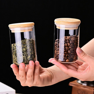 Ensemble de 6 bocaux de stockage en verre transparent de qualité alimentaire de 250ml 8oz pour la maison et la cuisine avec couvercles en bambou pour le thé et le café aux épices - Product Image 3