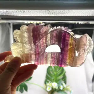 Bán buôn số lượng lớn Pha Lê Khắc Cầu Vồng fluorite rồng Tay Chạm Khắc tinh thể động vật khắc