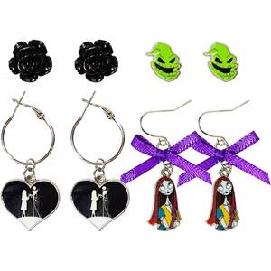 LUV HER The Nightmare Before Christmas Boucles d'oreilles clous hypoallergéniques en alliage de zinc pour femmes, ensembles de boucles d'oreilles à crochet, cadeau - Product Image 1