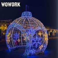Boule de Noël géante WOWORK 2026, décoration imperméable pour extérieur, grande boule de Noël vintage à LED, accessoire photo, motif de Noël, fournitures de rue