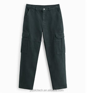 Pantalon cargo ample à coupe large pour hommes avec logo personnalisé OEM 100% en sergé de coton et multi-poches - Product Image 4